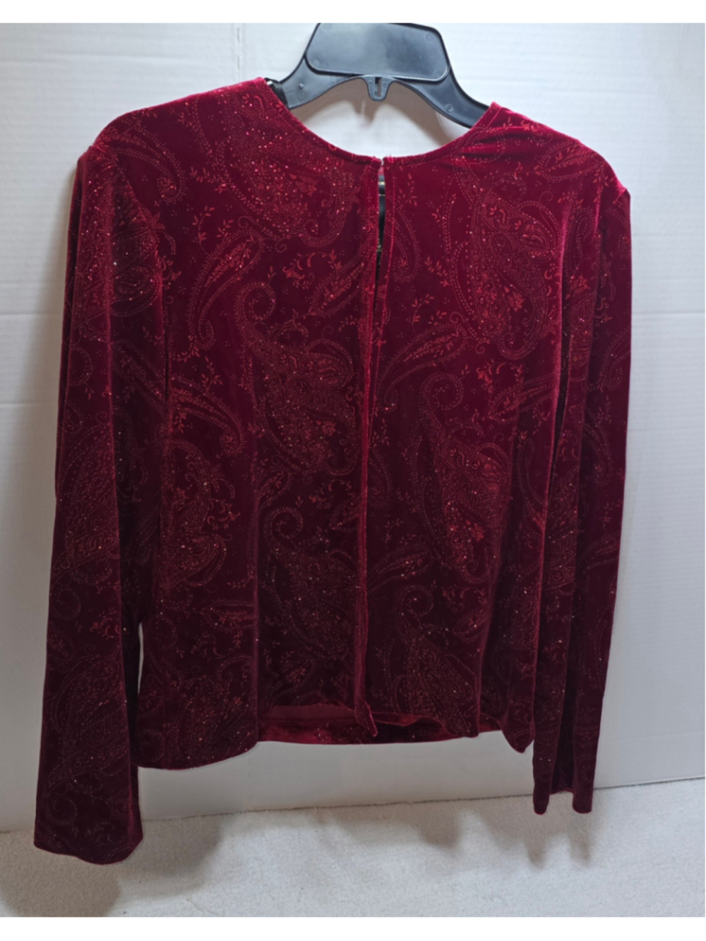 Women's R&K Evening Red Paisley Velvet Blouse Size 12